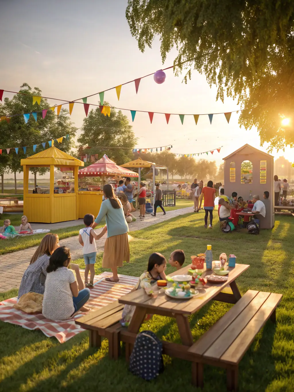 A community event organized by ASSB, featuring families and local residents participating in fun football-related activities.