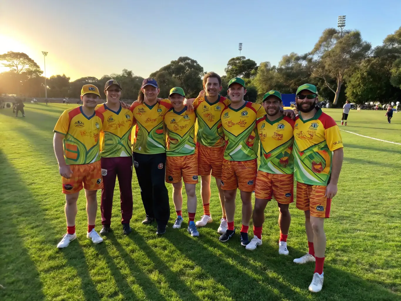 A group photo of ASSOCIATION SPORTIVE DE SAINT BEAUZELY members participating in a community football event, highlighting the club's commitment to social engagement and inclusivity.